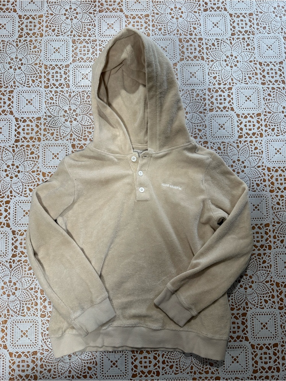Eddie Bauer Kids Beige Terry Henley Hoodie Size 7